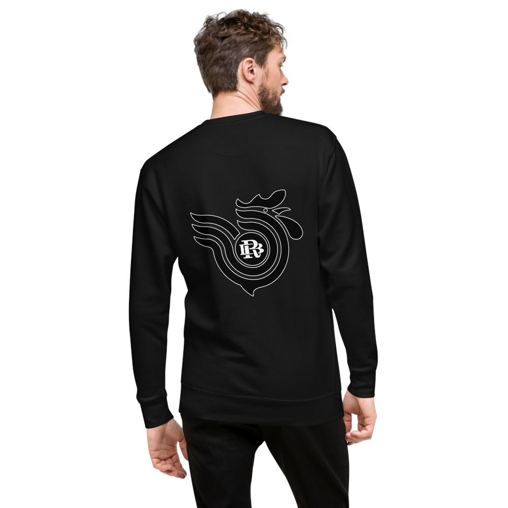Black Rooster Curved Logo Unisex Fleece Pullover (Black)
