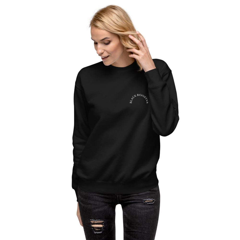 Black Rooster Curved Logo Unisex Fleece Pullover (Black)
