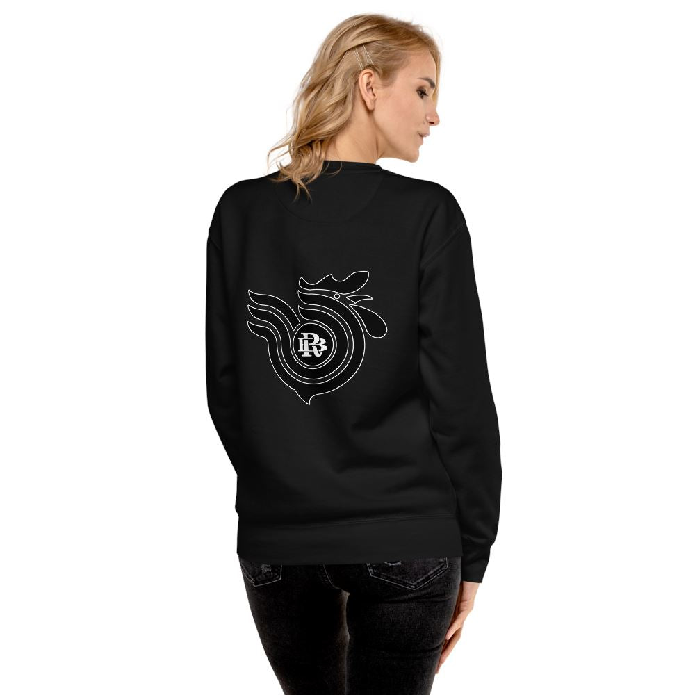Black Rooster Curved Logo Unisex Fleece Pullover (Black)