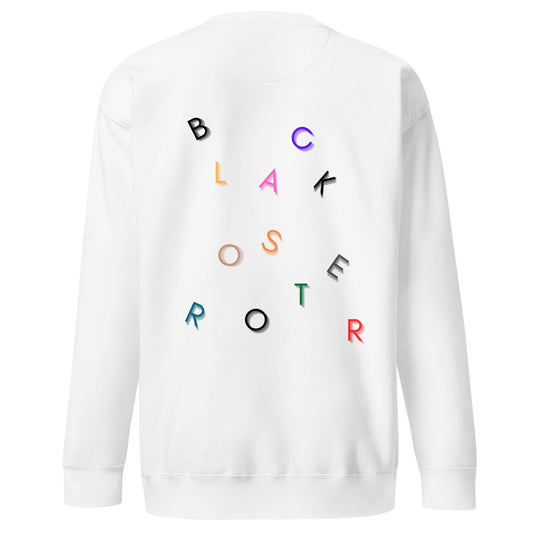 Black Rooster Tumbled Letters unisex premium pullover (white)