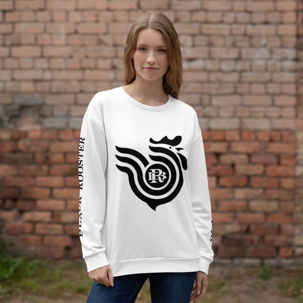 Black Rooster Unisex Pullover (White)