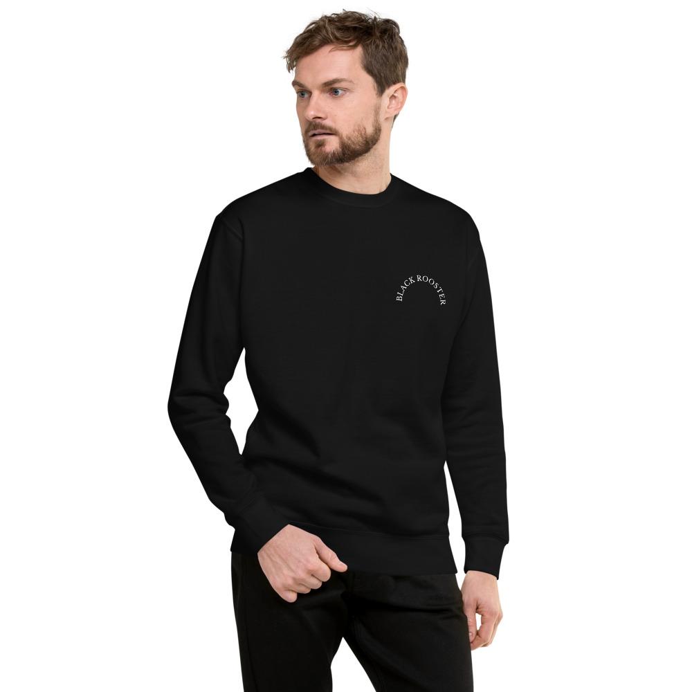 Black Rooster Curved Logo Unisex Fleece Pullover (Black)