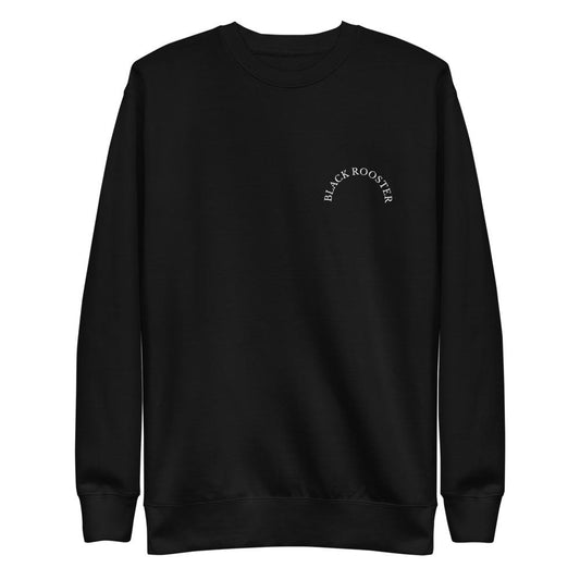Black Rooster Curved Logo Unisex Fleece Pullover (Black)