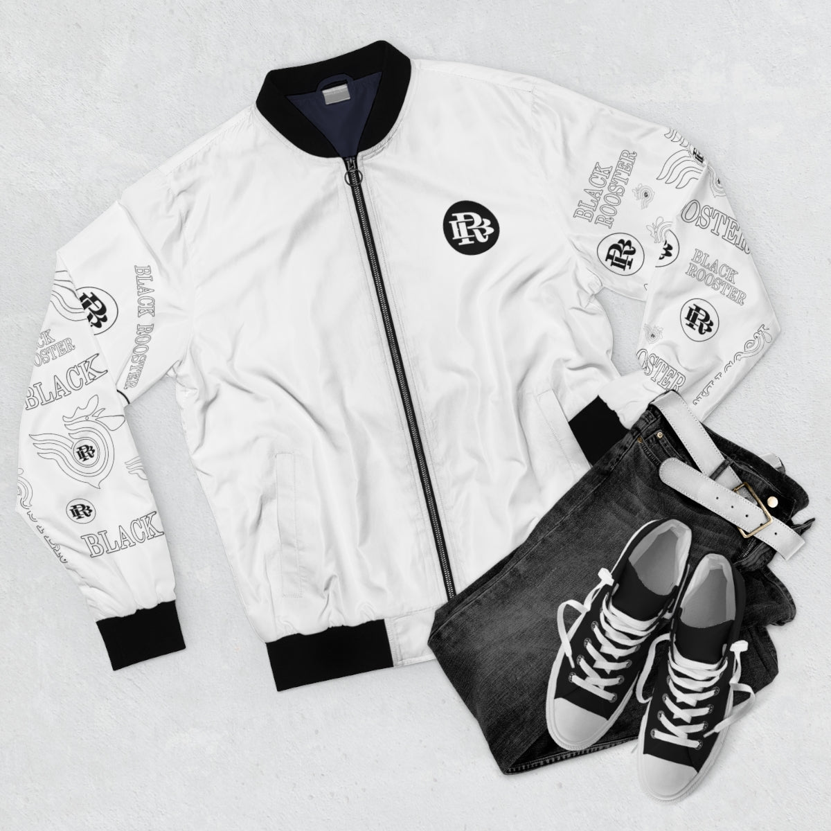 White BR Monogram Bomber Jacket