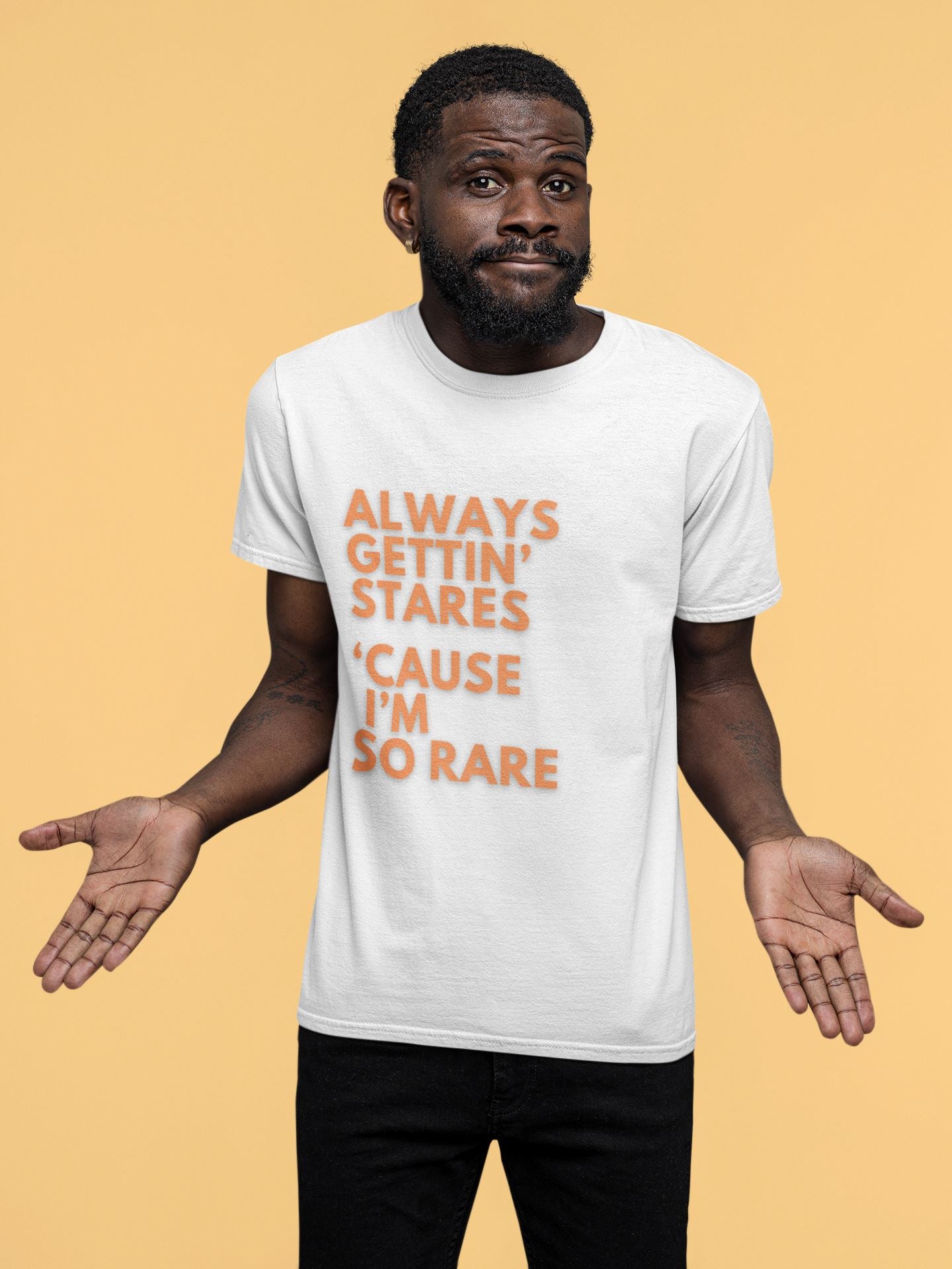 Always Gettin' Stares 'Cause I'm So Rare short-sleeve unisex t-shirt (orange)