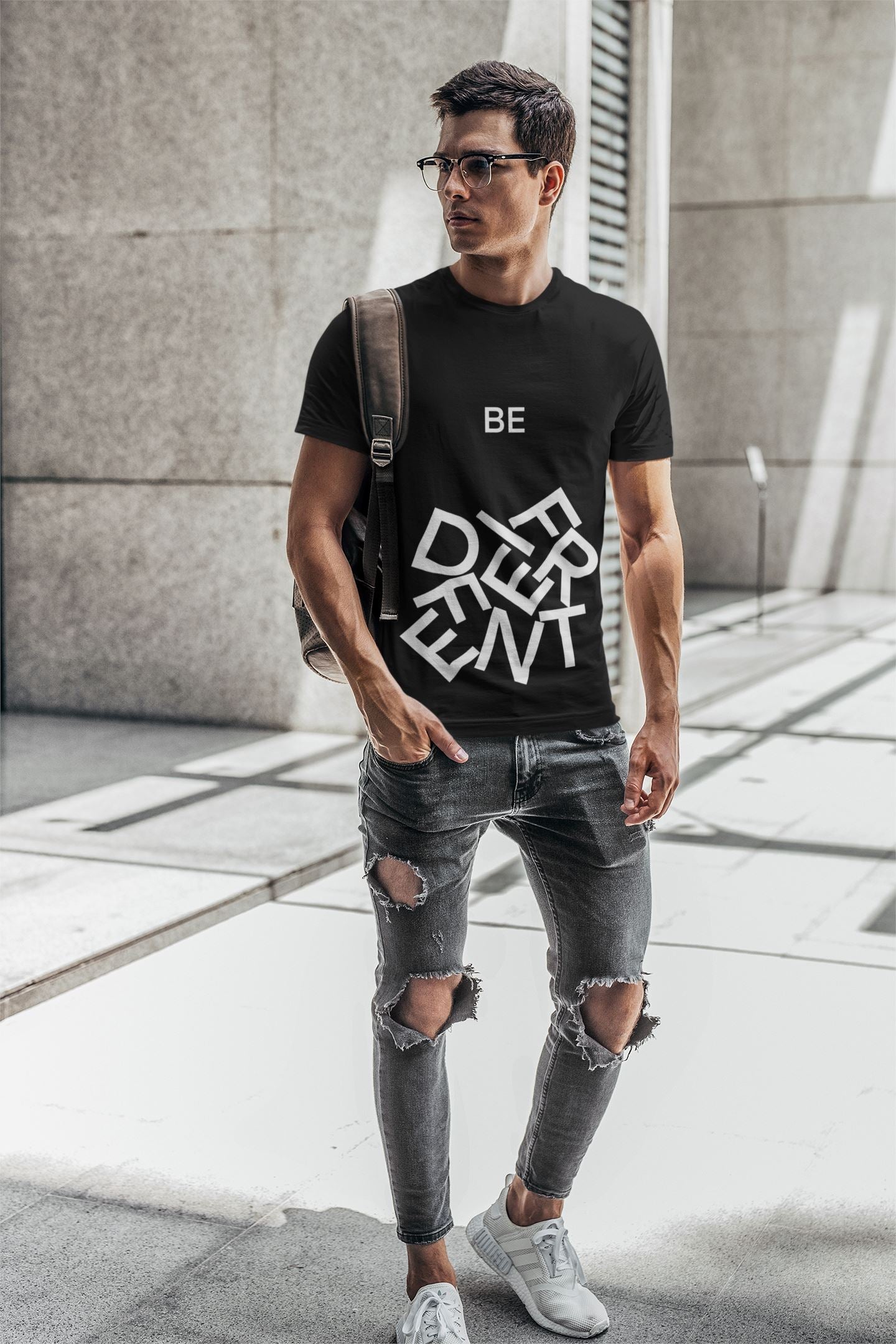 Be Different Black and White Tumbled Letters T-Shirt*