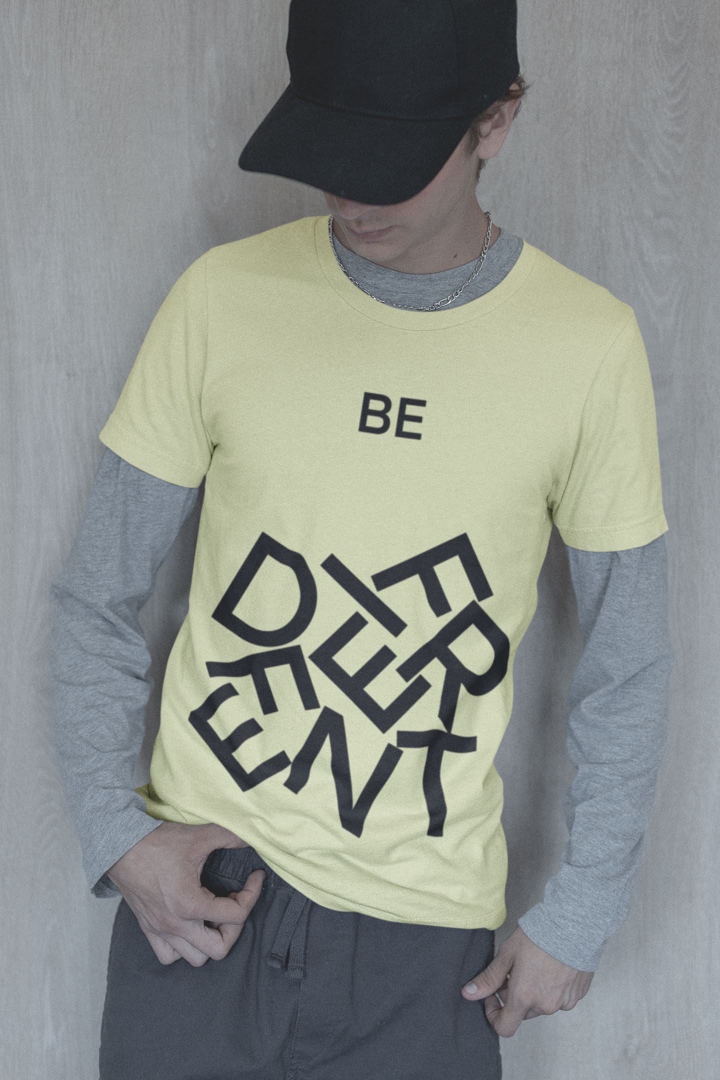 Be Different Black Tumbled Letters T-Shirt*