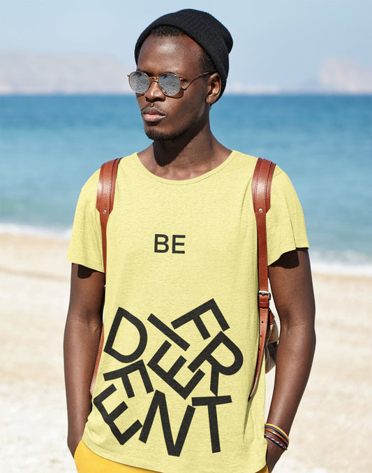 Be Different Yellow and Black Tumbled Letters T-Shirt