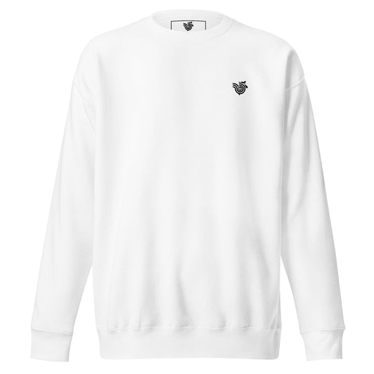 Black Rooster Tumbled Letters unisex premium pullover (white)