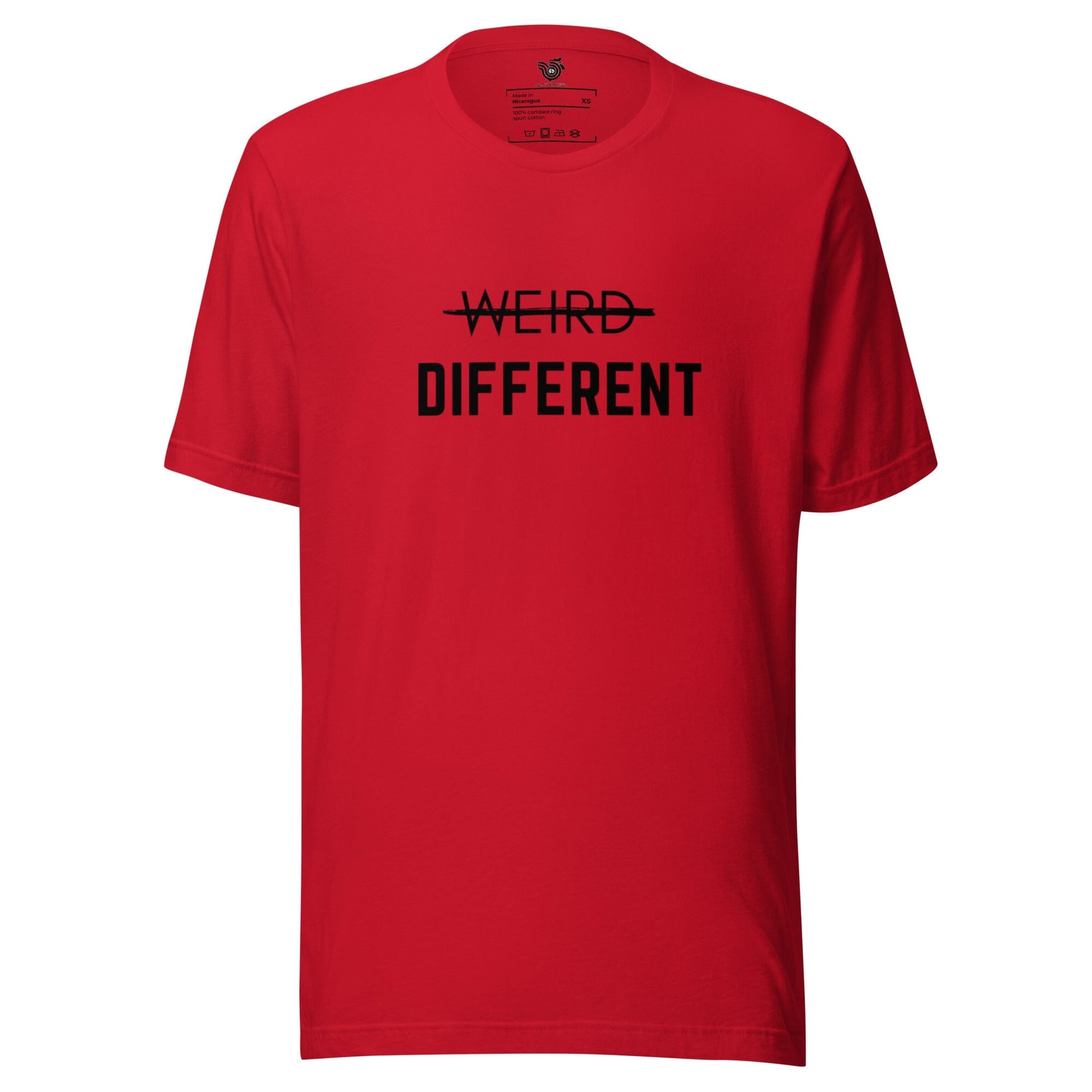Not Weird, Different unisex t-shirt (black letters)