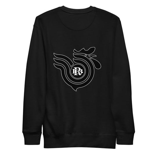 Black Rooster Curved Logo Unisex Fleece Pullover (Black)