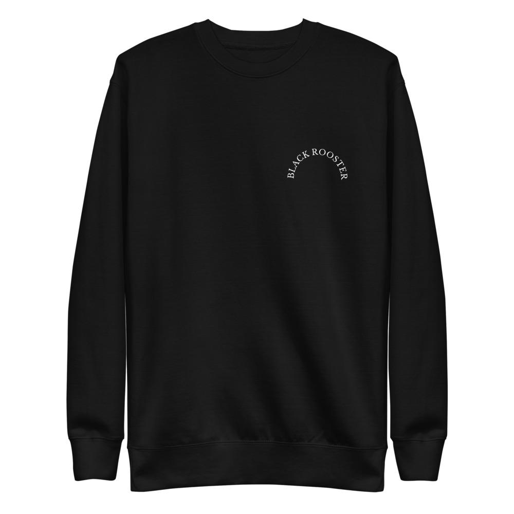 Black Rooster Curved Logo Unisex Fleece Pullover (Black)